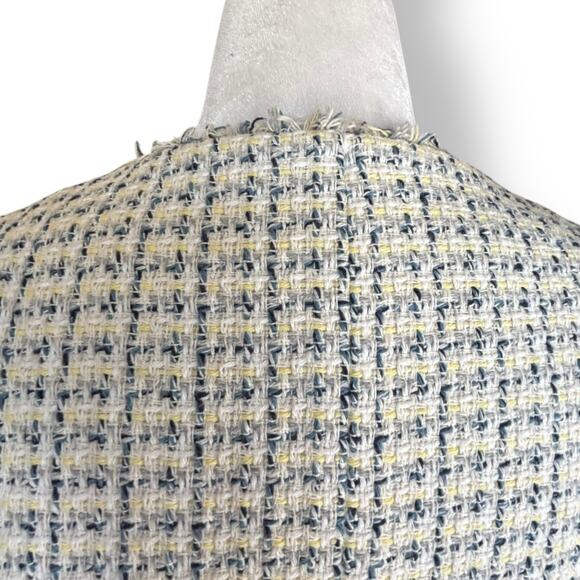 Zara Basic Cream Tweed Boucle Blazer Lady Jacket Flower Jewel Brooch Buttons XS - Picture 8 of 13